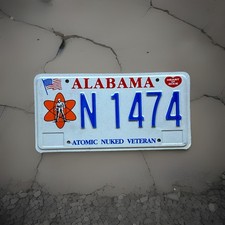 Alabama Atomic Nuked Veteran Specialty License Plate N 1474 Military Base Fort