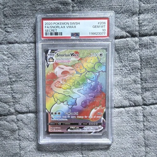 Pokémon Snorlax VMAX 206/202 Swsh01 Sword & Shield Secret Rare Holo PSA 10