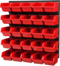 Stolmet Wall Storage Board 386x390mm + 25 Red Bins – Workshop Organiser