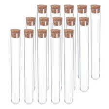 15Pcs 150x20mm 30ml Plastic Test Tube with Cork Stoppers for DIY