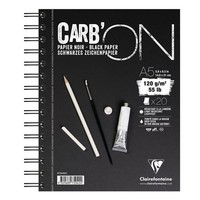 Zeichenblock A5 Schwarz 120G 20 Blatt Spiralbindung Clairefontaine Carb´On