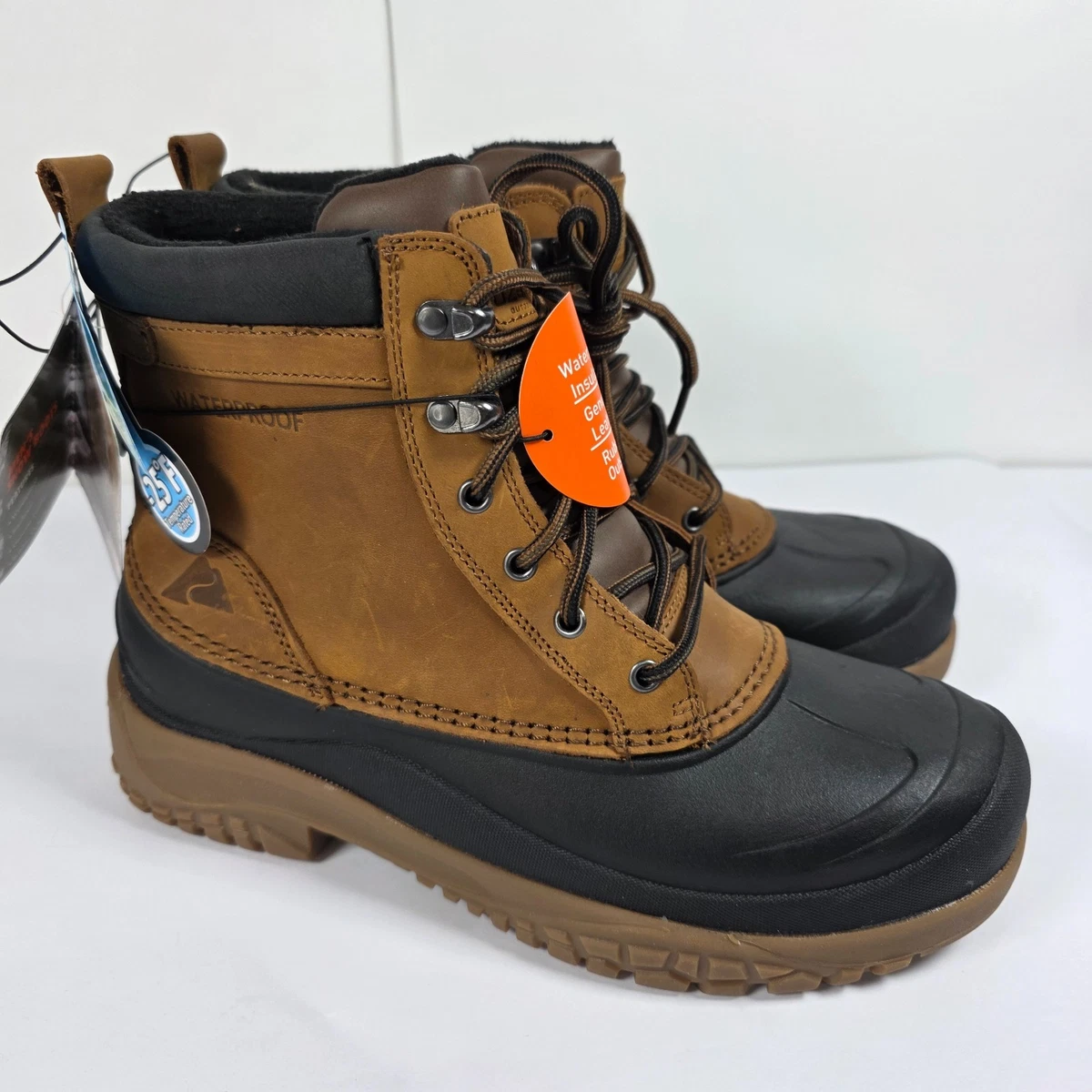 MEN\'S SIZE 8 OZARK TRAIL INSULATED WATER RESISTANT LEATHER SNOW BOOTS NWT Size 11 Ozark Trail Men main image 4
