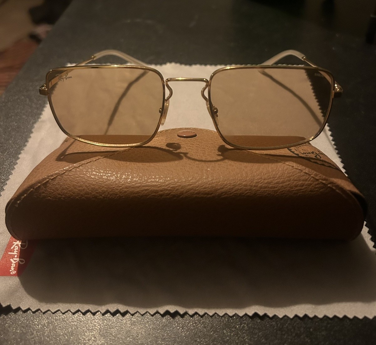 【美品】 Ray-Ban レイバン RECTANGLE RB3669 サングラス RB3669-001/Q4_55] UNISEX RAY-BAN RECTANGULAR SUNGLASSES (Orange
