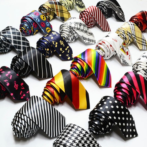 Men's Pattern Slim Tie Casual Formal Thin Narrow Skinny Polyester Ties Necktie - Picture 2 of 45
