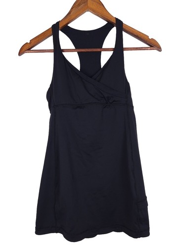 Lululemon schwarzer tiefer Atem Regal BH sportlich lang Tank Racerback Mesh - Größe 4