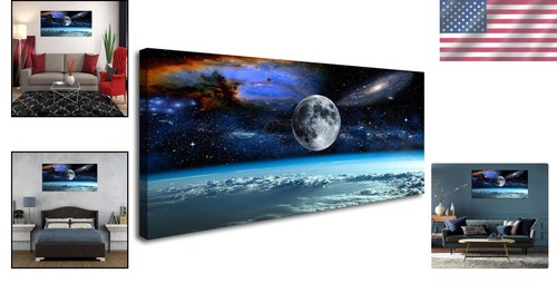 Unique Space Canvas Wall Art - 48x24 Abstract Design for Living Room and Office - Picture 2 of 10