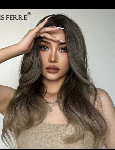 🇺🇲USA VERSAND🤎 WUNDERSCHÖNE aschblonde bis blonde ombre Perücke mit Pony lange Schicht Neu in Verpackung - Bild 1 von 3