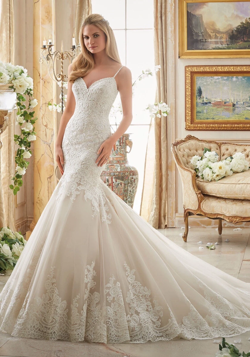 mori lee champagne wedding dress Mori Lee 2365 Carmelina Flounce Skirt V-Neck Wedding Gown