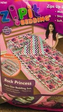 Zipit Twin Bedding Set Twin Bed Sleeping Bag Rock Princess Brand New