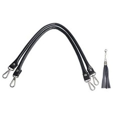Purse Leather Handles Replacement 2 Pcs for Handbag, 23.6 Inch, Silver Clasp