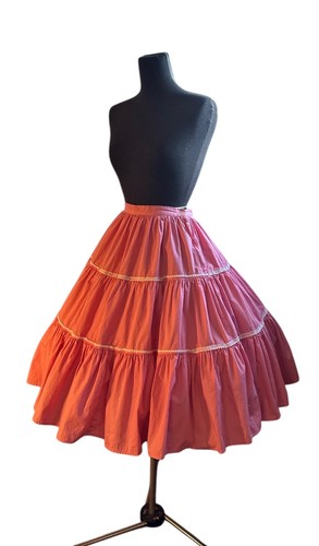 Vintage Square Dance SKIRT Full Hem Pink Rockabilly Swing Cowgirl Metal Zip XS - Picture 3 of 7