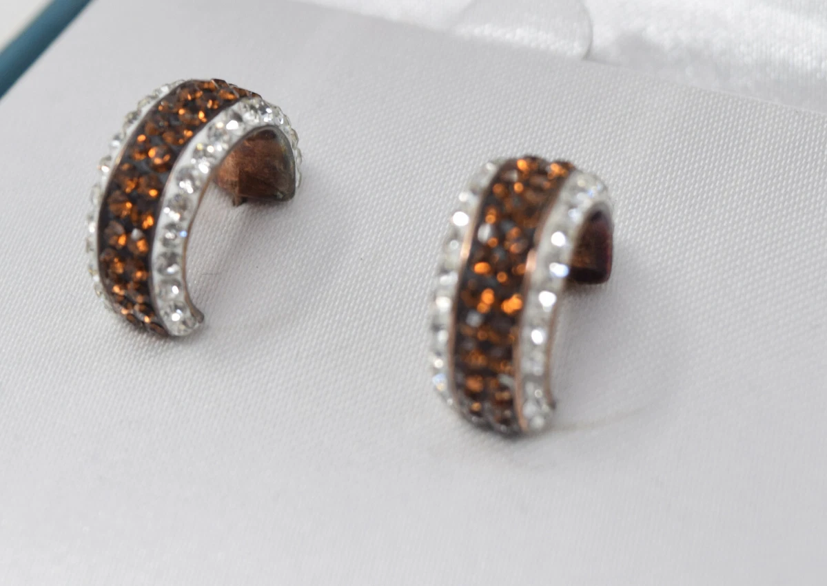 Kohl s 14Kt Rose Gold Plated Rootbeer Crystal Huge Hoop Earrings