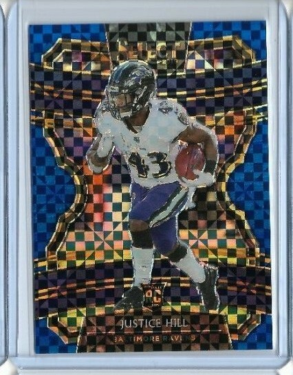 2019 Panini Select Justice Hill Concourse Blue Prizm RC 54/175