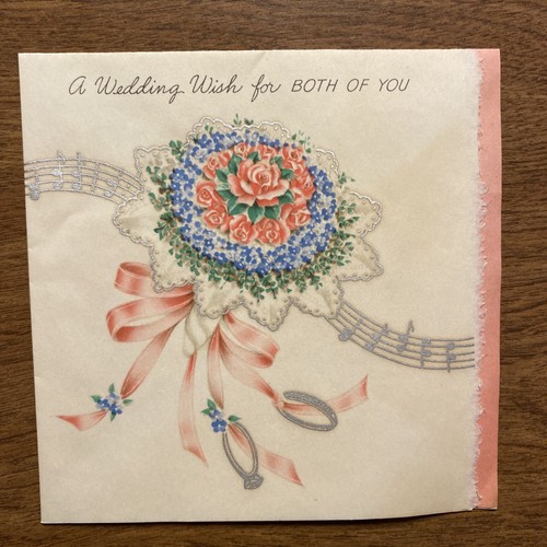Vintage 1940s Hallmark Wedding Marriage Congratulations Card Flowers Music P3D - Imagen 17 de 17