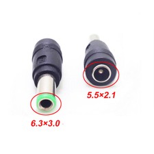2pc 6.3  3.0mm Male to 5.5  2.1mm Female AC DC Power Adapter Plug Connector