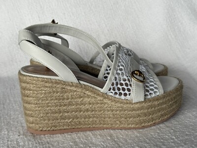 Gianvito Rossi Women White Solana Platform Wedges 8.5