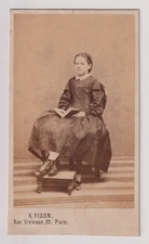 CDV Fixon in Paris - child, girl (named on the back) - vintage print c.1866