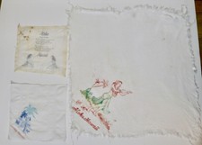 vintage Hawaiian hula girl lot of 3 hanky and scarf set  distress