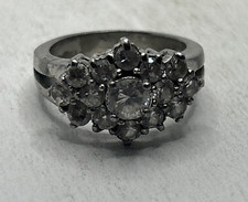 Vintage Sterling Silver 925 cubic zirconia Cluster Ring Size 7