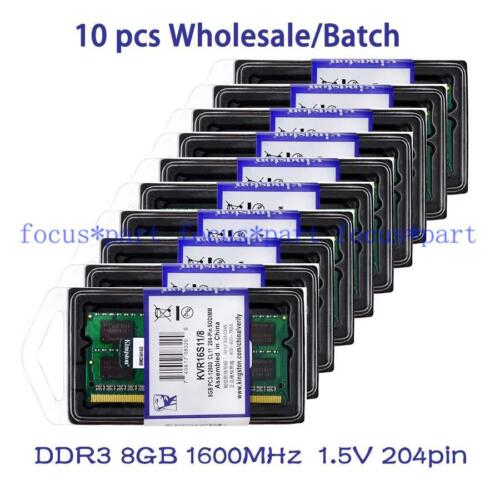 Módulo de 8 GB DDR3-1600 MHz 2RX8 PC3-12800S SO-DIMM 1,5 V memoria portátil 10 piezas * 8 GB - Imagen 1 de 6