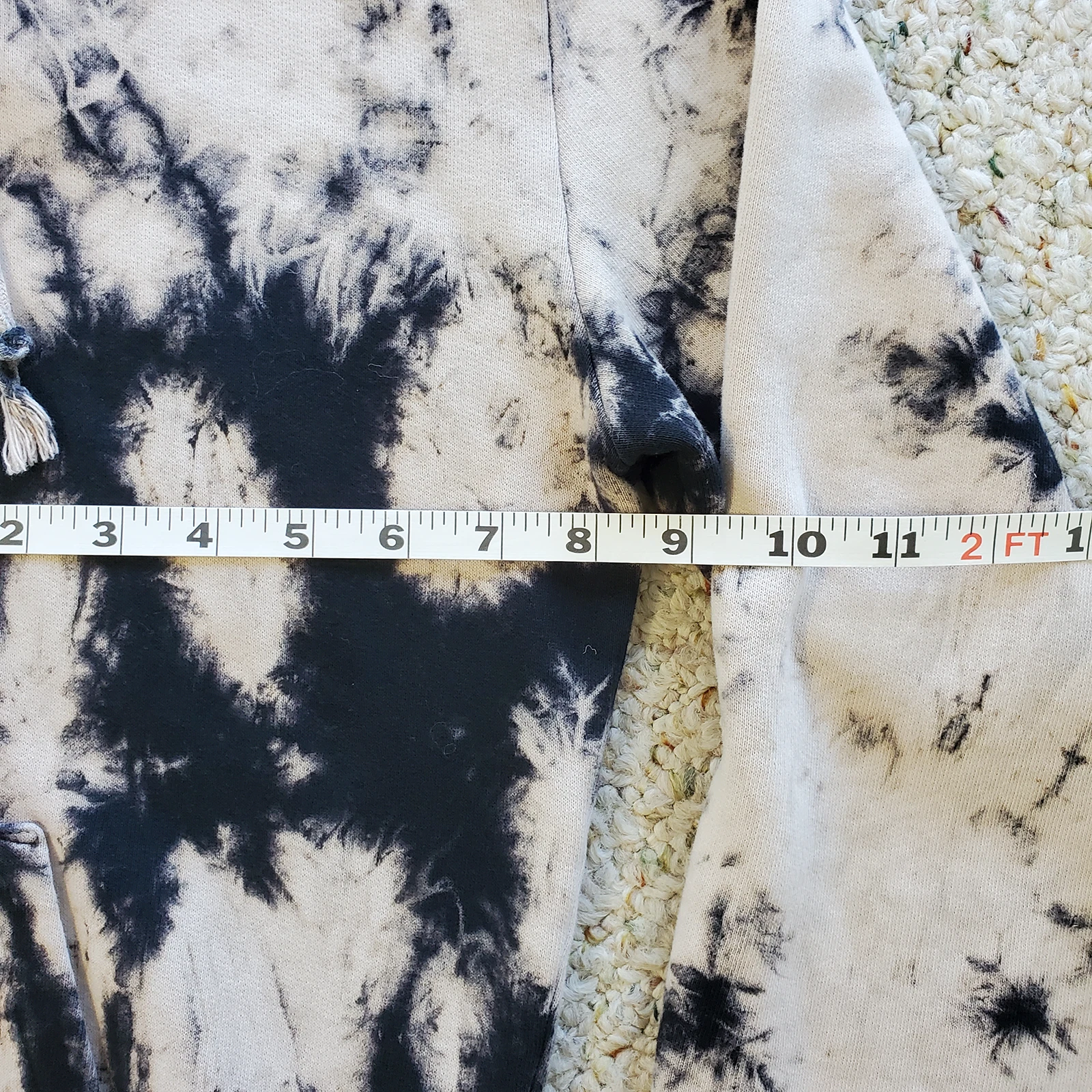 SAINT LAURENT (YSL) Felpa con cappuccio YSL Saint Laurent Brule tie dye beige e nero logo nero etichetta $950 taglia S