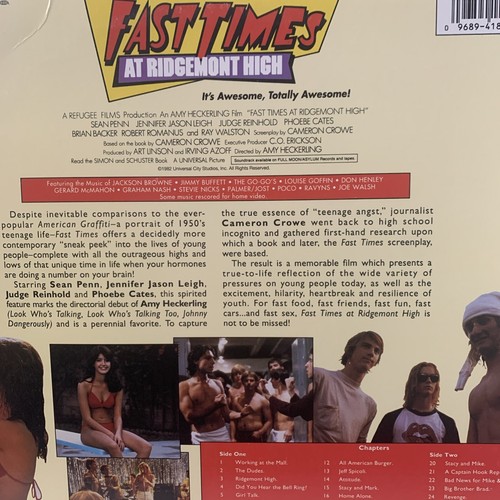 "Fast Times at Ridgemont High" Extended Play Laserdisc LD - Sean Penn - Photo 6/6