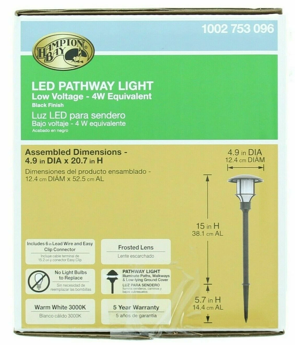 Hampton Bay Landscape Light LED Walkway Lighting Hardwired Low Voltage Black