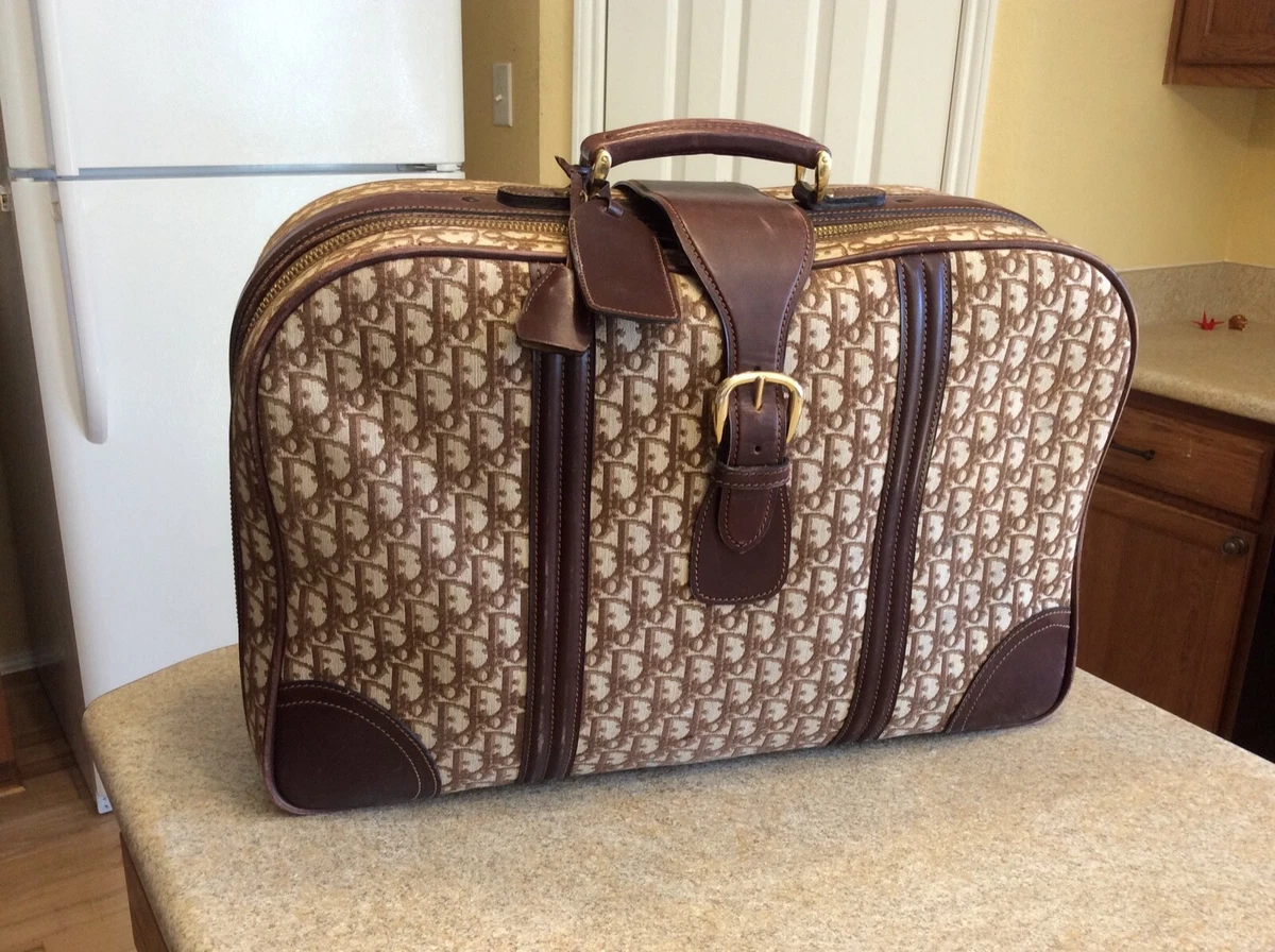 Vintage Christian Dior Luggage Brown Suitcase Monogram Medium