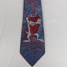 Vintage 90s Looney Tunes Taz the Tasmanian Devil Neck Tie Cobalt Blue Red
