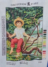 Little Boy Fishing Stamped Cross Stitch Pattern By Collection D'Art af