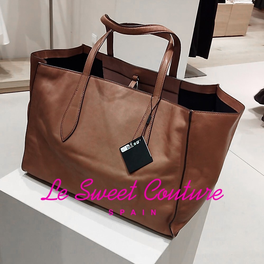 MASSIMO DUTTI NWT SS25 BEIGE Nappa leather maxi tote bag