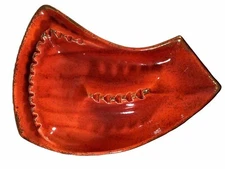 Vintage MCM Cali Style USA Large Table Ashtray Cigar Tray 13” Red Gold Dip