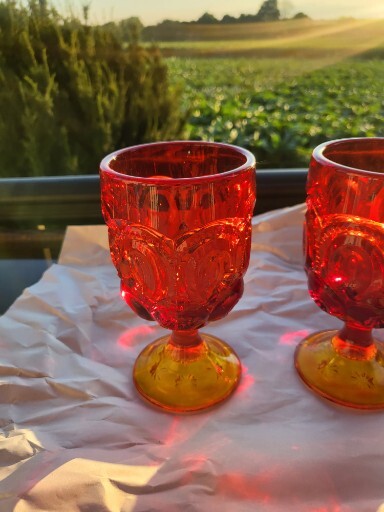 LE Smith Moon Stars AMBERINA Wine Water Goblet 6