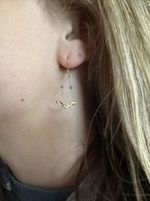 14 K Dangling Earrings Yellow Gold Hook Chain Balance Design