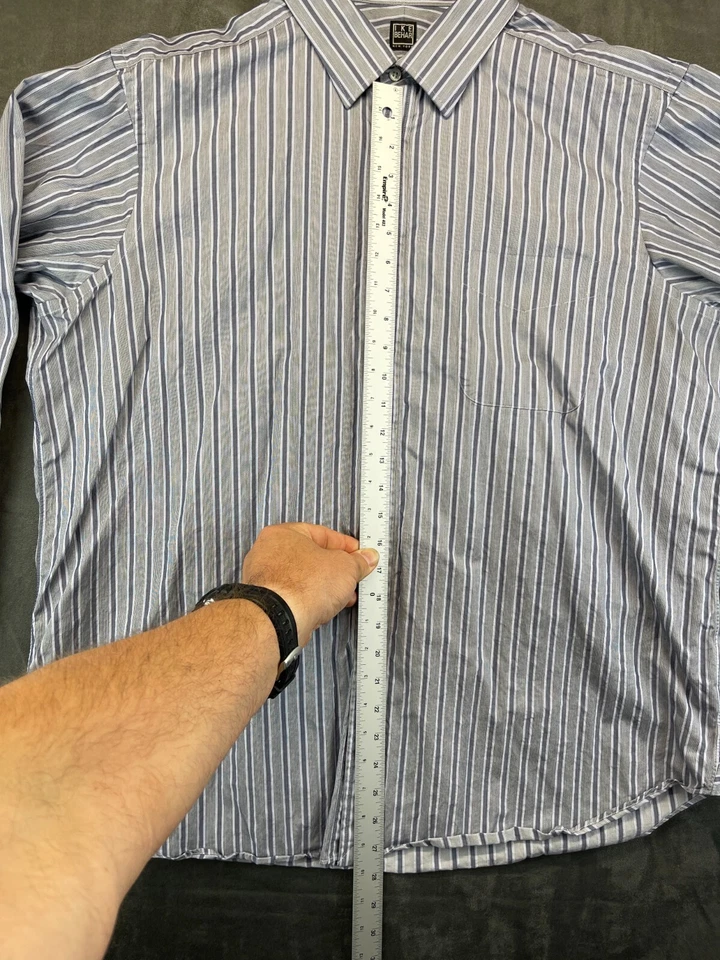 Ike Behar NY Button Down Shirt- Slim Fit - Mens 18 36/37 - Blue/Gray Stripes 622 - Image 2 of 4