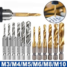 HSS Hex Shank Tap Drill Bits Metric Thread Screw Compound Tapping Set M3-M10