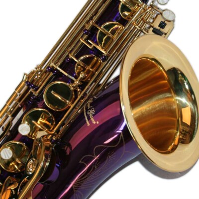 K Glaser Tenor Saxophon in Show Violett + Gold mit Koffer, Mundstück + Blättchen