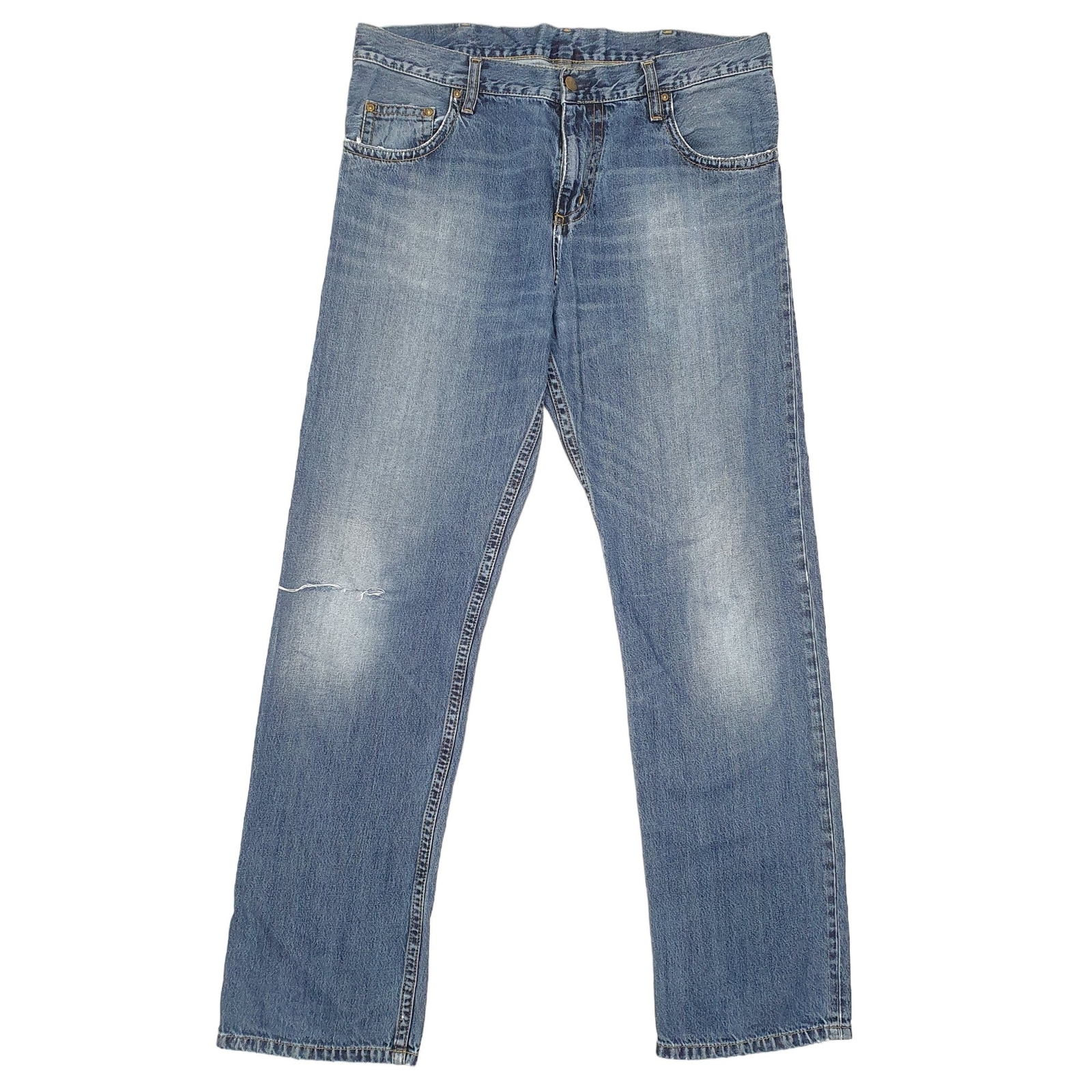 CARHARTT Casual Jeans Slim Fit Blue Denim Trousers Mens WIP Slim Pant W36 L32 image 2