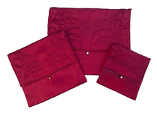 Vintage 1940's Satin Quilted Embroidered Lingerie Pouches Envelopes Set Of 3