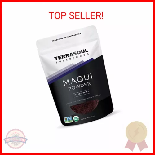 Terrasoul Superfoods Organic Maqui Berry Powder, 4 Oz, Freeze-dried, Antioxidant