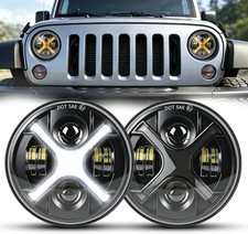 7 Led Headlights Jeep Wrangler Jk Jku Tj Lj Cj X Drl Turn Signal H6024 Pair 7 Led Headlights Jeep Wrangler Jk Jku Tj Lj Cj X Drl Turn Signal H6024 Pair