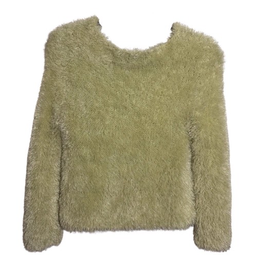Vintage Gantos Size Medium Y2K Green Metallic Fuzzy Artsy Rave Grunge Sweater - Picture 4 of 5