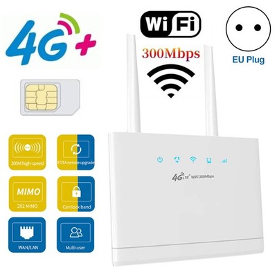 EU Plug Unlocked LTE 4G Wireless WIFi CPE Router 300Mbps W/SIM Card Slot NEU
