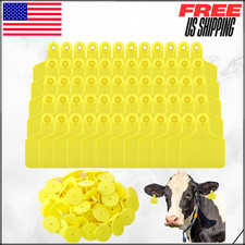 Blank Cattle Ear Tags Large Plastic Livestock Animal Identification Yellow 100PC