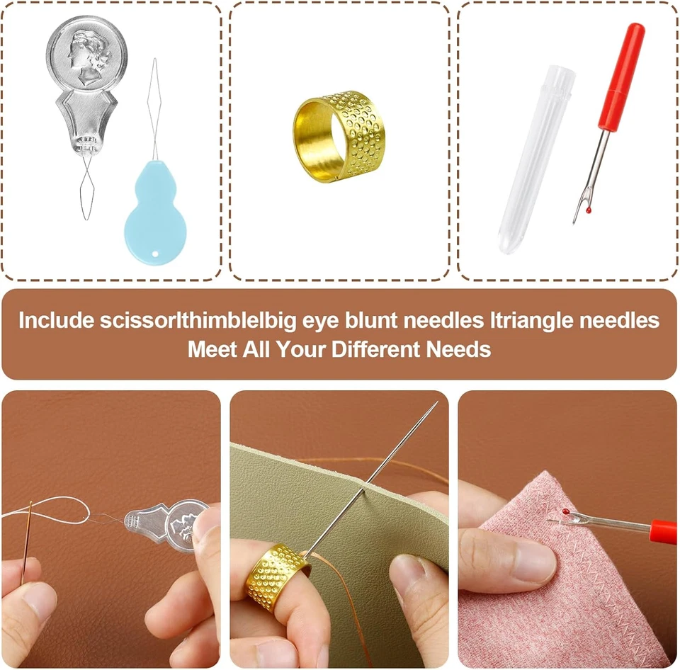 Heavy Duty Hand Sewing Needles Set - Large Eye Leather Sewing Needles for Hand S - Image 4 of 4