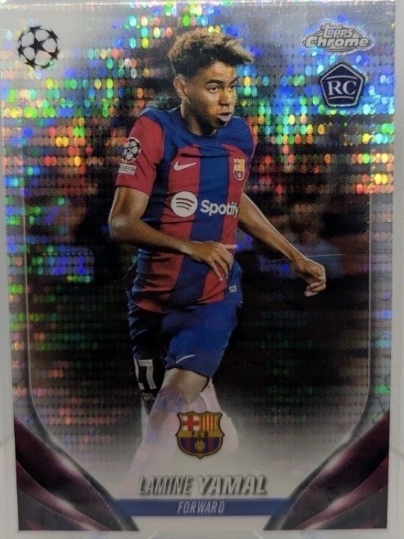 Lamine Yamal 2023-24 Topps Chrome UEFA Pulsar Refractor Rookie RC Barcelona #64