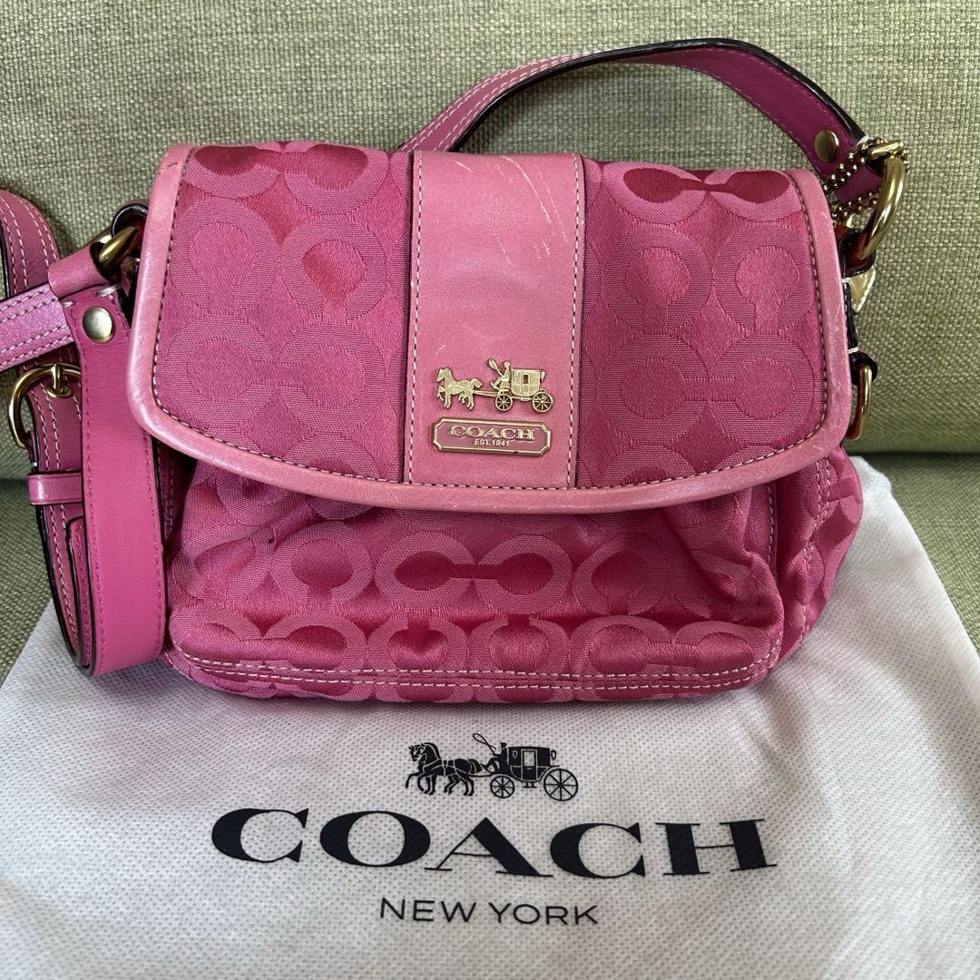 Rare Coach Shoulder Bag Mini Shoulder Bag Sakosh Pink Leather for Women F/S