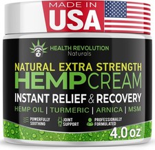 Hemp Cream Maximum Strength - Soothes Muscles, Joints, Feet, Nerve, Back, Kne..