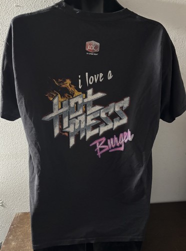 VTG.Jack In The Box I Must Confess I Love HOT MESS BURGER Employee Work Tshirt L