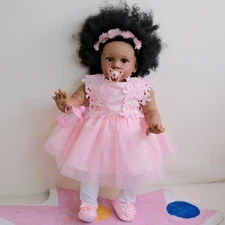 Black 26" Adorable Realistic Toddler Cloth Body Reborn Baby Dolls Newborn Infant